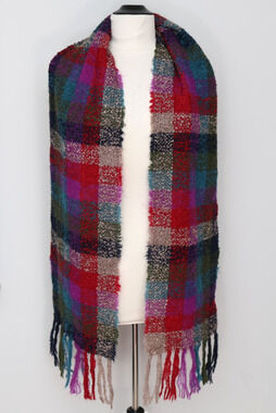 A4 Ecxellent DONEGAL DESIGN Mohair Wool Blend Classic Tartan Plaid Scarf 72"x11"